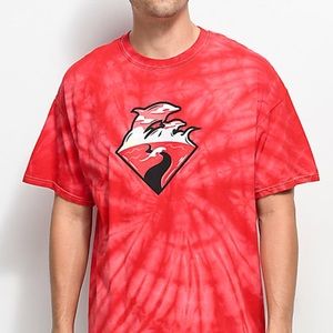 Pink Dolphin tie-dye with waves and horizon